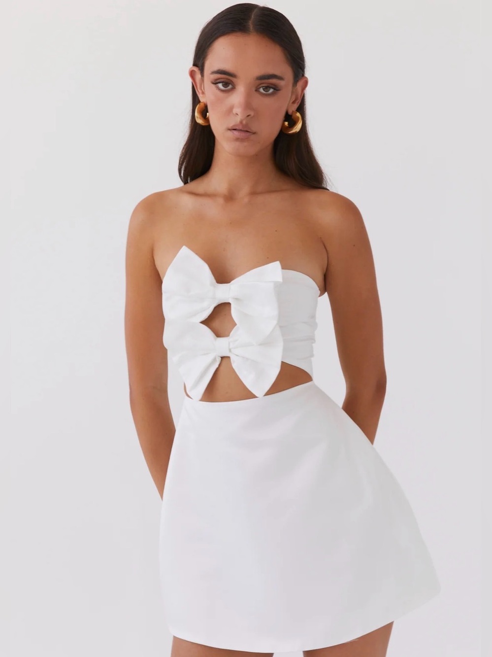 NWT Peppermayo Girl Crush Bow Mini Dress in White, Size 4 - Picture 7 of 10